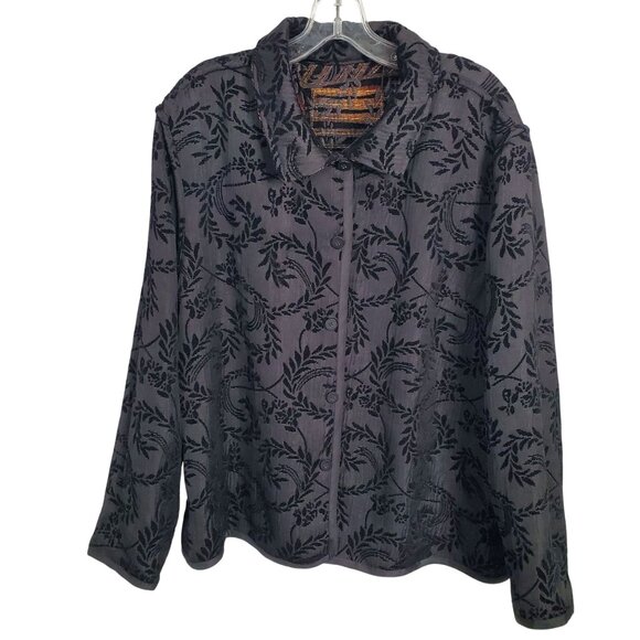 Coldwater Creek Size XL Jacket Reversible Tapestry Jacquard Chenille Velvety Art - Picture 4 of 15